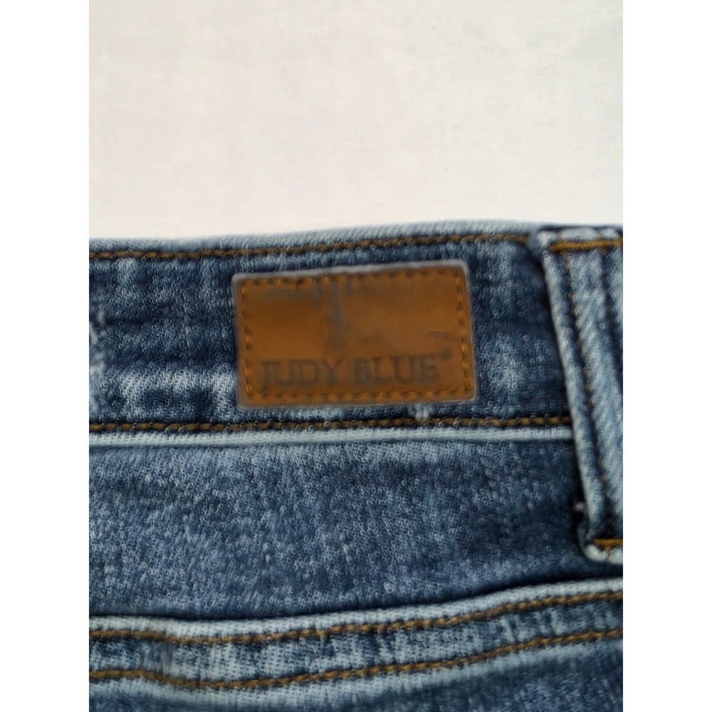 Judy Blue Skinny Jeans 11/30 Distressed Red Plaid Patch Medium Wash - Picture 5 of 14